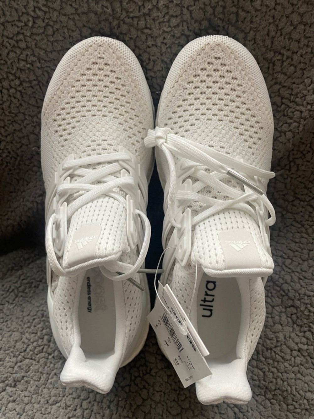 adidas White Ultra Boost Knit Running Sneakers - Picture 6 of 6